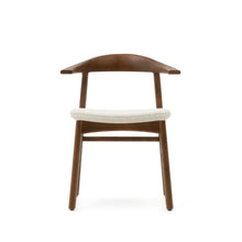 Load image into Gallery viewer, Timons chair removable cover in beige chenille solid oak wood walnut finish FSC Mix Credit - image 8