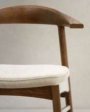 Load image into Gallery viewer, Timons chair removable cover in beige chenille solid oak wood walnut finish FSC Mix Credit - image 11