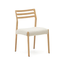 Load image into Gallery viewer, Cudia chair removable cover in beige chenille solid oak wood natural finish FSC Mix Credit - image 2