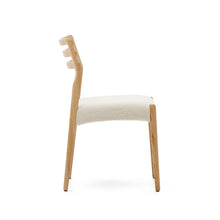 Load image into Gallery viewer, Cudia chair removable cover in beige chenille solid oak wood natural finish FSC Mix Credit - image 4