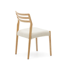 Load image into Gallery viewer, Cudia chair removable cover in beige chenille solid oak wood natural finish FSC Mix Credit - image 6