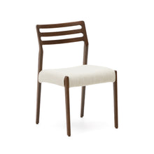 Load image into Gallery viewer, Cudia chair removable cover in beige chenille solid oak wood walnut finish FSC Mix Credit - image 2