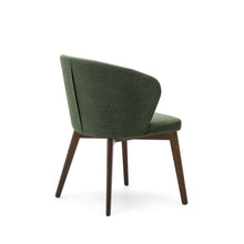 Load image into Gallery viewer, Darice chair in green chenille and solid beech wood in a walnut finish FSC 100% - image 6