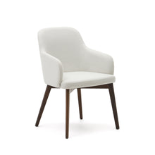 Load image into Gallery viewer, Nelida chair in beige chenille and solid beech wood in a walnut finish FSC 100%