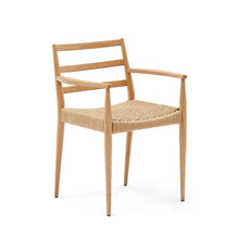 Load image into Gallery viewer, Analy chair with armrests in solid oak wood in a natural finish and rope cord seat FSC 100%