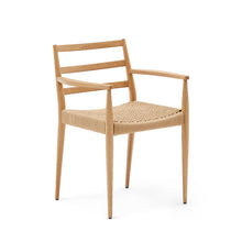 Load image into Gallery viewer, Analy chair with armrests in solid oak wood in a natural finish and rope cord seat FSC 100% - image 2