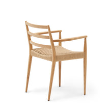 Load image into Gallery viewer, Analy chair with armrests in solid oak wood in a natural finish and rope cord seat FSC 100% - image 7