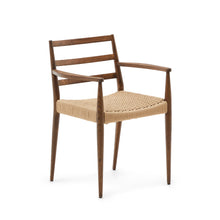 Load image into Gallery viewer, Analy chair with armrests in solid oak wood in a walnut finish and rope cord seat FSC 100% - image 2