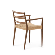 Load image into Gallery viewer, Analy chair with armrests in solid oak wood in a walnut finish and rope cord seat FSC 100% - image 8