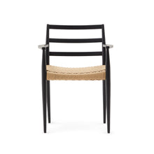 Load image into Gallery viewer, Analy chair with armrests in solid oak wood in a black finish and rope cord seat FSC 100% - image 3