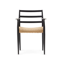 Load image into Gallery viewer, Analy chair with armrests in solid oak wood in a black finish and rope cord seat FSC 100% - image 4