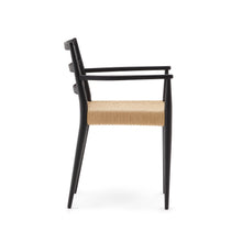 Load image into Gallery viewer, Analy chair with armrests in solid oak wood in a black finish and rope cord seat FSC 100% - image 5