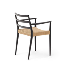 Load image into Gallery viewer, Analy chair with armrests in solid oak wood in a black finish and rope cord seat FSC 100% - image 7