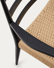 Load image into Gallery viewer, Analy chair with armrests in solid oak wood in a black finish and rope cord seat FSC 100% - image 10