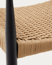 Load image into Gallery viewer, Analy chair with armrests in solid oak wood in a black finish and rope cord seat FSC 100% - image 11