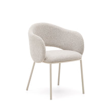 Load image into Gallery viewer, Maina chair in thick beige chenille and steel legs in a beige finish, FSC Mix Credit - image 2