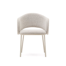 Load image into Gallery viewer, Maina chair in thick beige chenille and steel legs in a beige finish, FSC Mix Credit - image 7