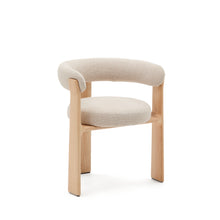 Load image into Gallery viewer, Granite 3-legged chair in beige chenille and solid ash wood in a natural tone finish FSC 100%