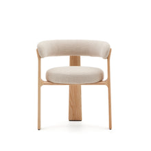 Load image into Gallery viewer, Granite 3-legged chair in beige chenille and solid ash wood in a natural tone finish FSC 100% - image 4