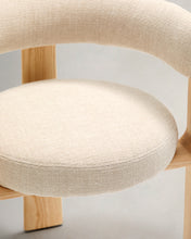 Load image into Gallery viewer, Granite 3-legged chair in beige chenille and solid ash wood in a natural tone finish FSC 100% - image 8