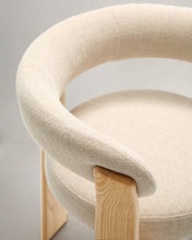 Load image into Gallery viewer, Granite 3-legged chair in beige chenille and solid ash wood in a natural tone finish FSC 100% - image 9