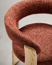 Load image into Gallery viewer, Granite 3-legged chair terracotta chenille and solid ash wood in a natural tone finish FSC 100% - image 13
