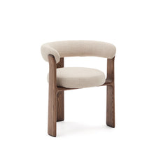 Load image into Gallery viewer, Granite 3-legged chair in beige chenille and with solid ash wood in a walnut finish FSC 100%