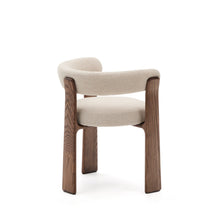 Load image into Gallery viewer, Granite 3-legged chair in beige chenille and with solid ash wood in a walnut finish FSC 100% - image 3