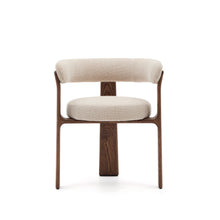 Load image into Gallery viewer, Granite 3-legged chair in beige chenille and with solid ash wood in a walnut finish FSC 100% - image 4