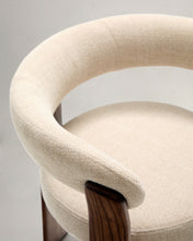 Load image into Gallery viewer, Granite 3-legged chair in beige chenille and with solid ash wood in a walnut finish FSC 100% - image 9