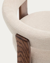 Load image into Gallery viewer, Granite 3-legged chair in beige chenille and with solid ash wood in a walnut finish FSC 100% - image 11