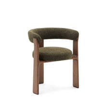 Load image into Gallery viewer, Granite 3-legged chair in green chenille and with solid ash wood in a walnut finish FSC 100%