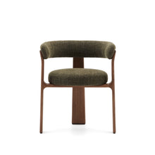 Load image into Gallery viewer, Granite 3-legged chair in green chenille and with solid ash wood in a walnut finish FSC 100% - image 4