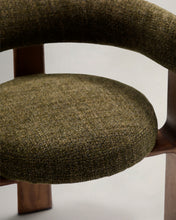Load image into Gallery viewer, Granite 3-legged chair in green chenille and with solid ash wood in a walnut finish FSC 100% - image 8
