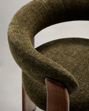 Load image into Gallery viewer, Granite 3-legged chair in green chenille and with solid ash wood in a walnut finish FSC 100% - image 9