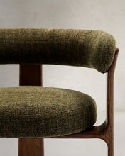 Load image into Gallery viewer, Granite 3-legged chair in green chenille and with solid ash wood in a walnut finish FSC 100% - image 10