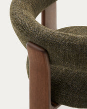 Load image into Gallery viewer, Granite 3-legged chair in green chenille and with solid ash wood in a walnut finish FSC 100% - image 11