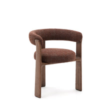 Load image into Gallery viewer, Granite 3-legged chair in brown chenille and with solid ash wood in a walnut finish FSC 100%