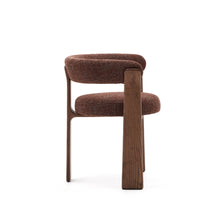 Load image into Gallery viewer, Granite 3-legged chair in brown chenille and with solid ash wood in a walnut finish FSC 100% - image 2