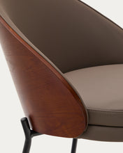 Load image into Gallery viewer, Eamy chair in brown faux leather, ash veneer with walnut and black metal finish - image 13