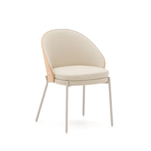 Load image into Gallery viewer, Eamy beige faux leather chair, ash veneer with natural finish and beige metal