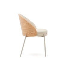 Load image into Gallery viewer, Eamy beige faux leather chair, ash veneer with natural finish and beige metal - image 3