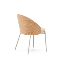 Load image into Gallery viewer, Eamy beige faux leather chair, ash veneer with natural finish and beige metal - image 6