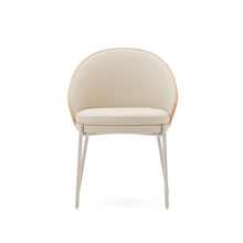 Load image into Gallery viewer, Eamy beige faux leather chair, ash veneer with natural finish and beige metal - image 7