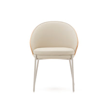 Load image into Gallery viewer, Eamy beige faux leather chair, ash veneer with natural finish and beige metal - image 8