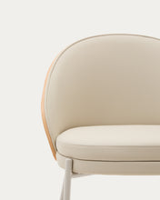 Load image into Gallery viewer, Eamy beige faux leather chair, ash veneer with natural finish and beige metal - image 11