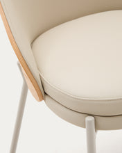 Load image into Gallery viewer, Eamy beige faux leather chair, ash veneer with natural finish and beige metal - image 12
