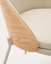 Load image into Gallery viewer, Eamy beige faux leather chair, ash veneer with natural finish and beige metal - image 13