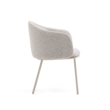Load image into Gallery viewer, Idaira chair in thick beige chenille and steel legs in a beige finish, FSC Mix Credit - image 2