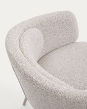 Load image into Gallery viewer, Idaira chair in thick beige chenille and steel legs in a beige finish, FSC Mix Credit - image 10